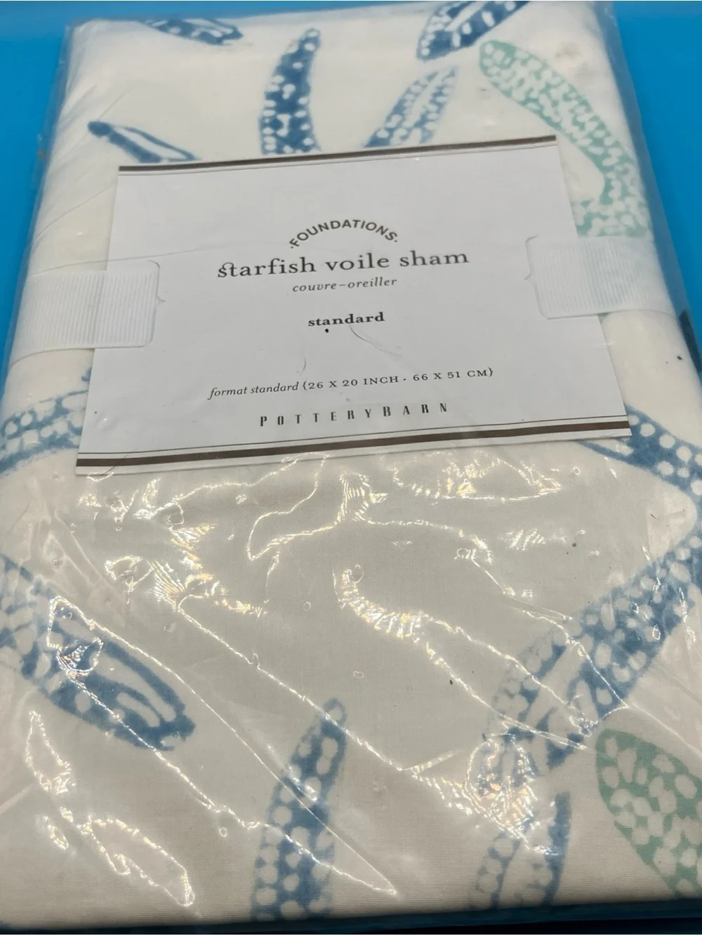 Pottery Barn standard pillow shams set of 2 , cotton , Starfish Coastal Motif